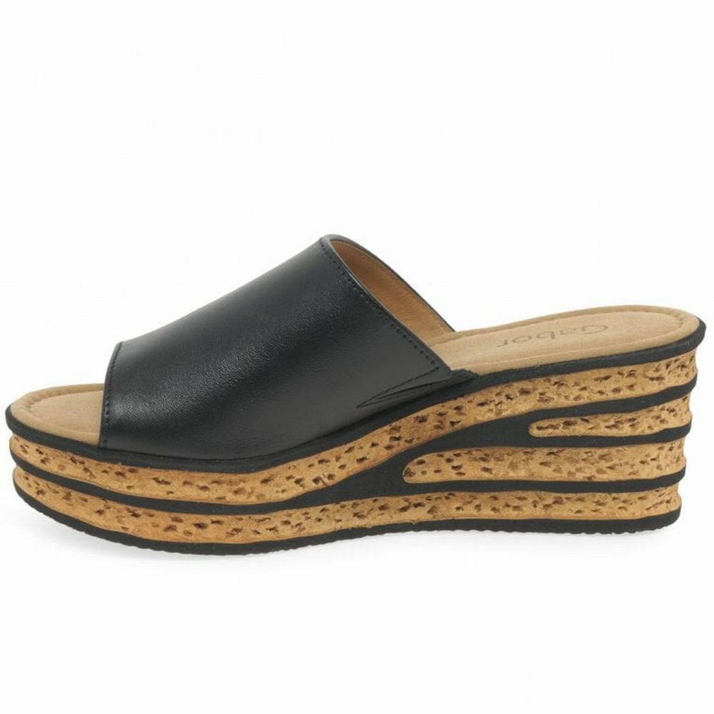 Sandalias Cuña Gabor Trixie Heel Sandals Mujer Negras | ES0002185